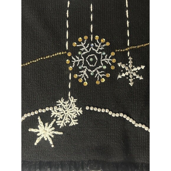 Design Originals Studio Joy Christmas Sweater Vest Holiday Black Snowflakes XL - Picture 8 of 12